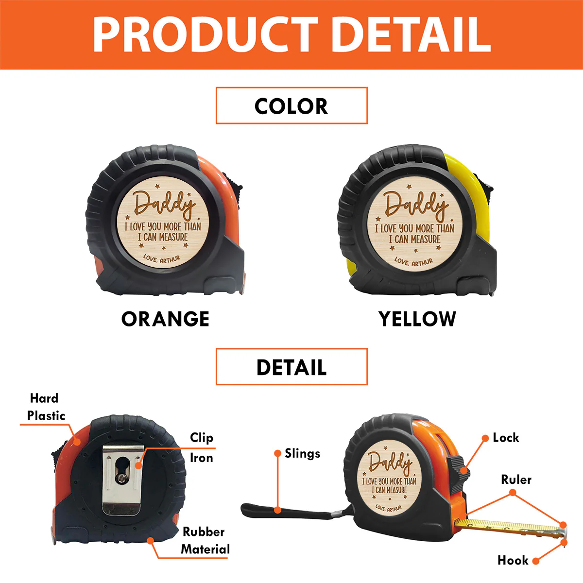 We Love You - Personalized Custom Tape Measure - Image 5