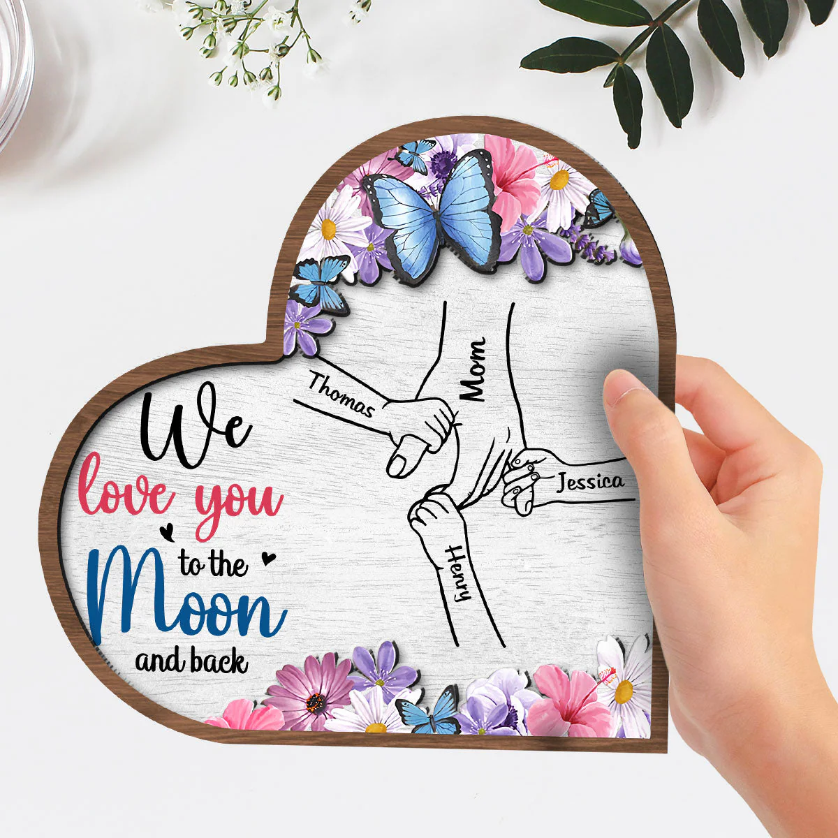 We Love You To The Moon And Back - Personalized Wooden Plaque - Image 2