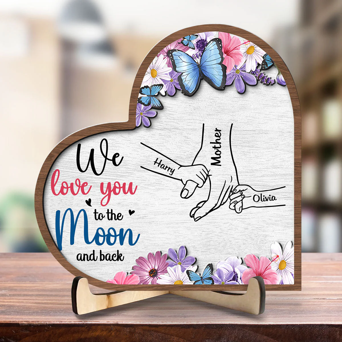 We Love You To The Moon And Back - Personalized Wooden Plaque - Image 4
