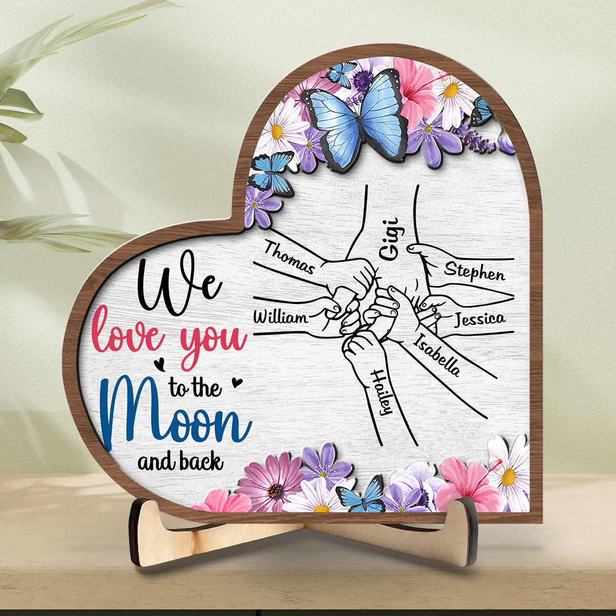 We Love You To The Moon And Back - Personalized Wooden Plaque - Image 5