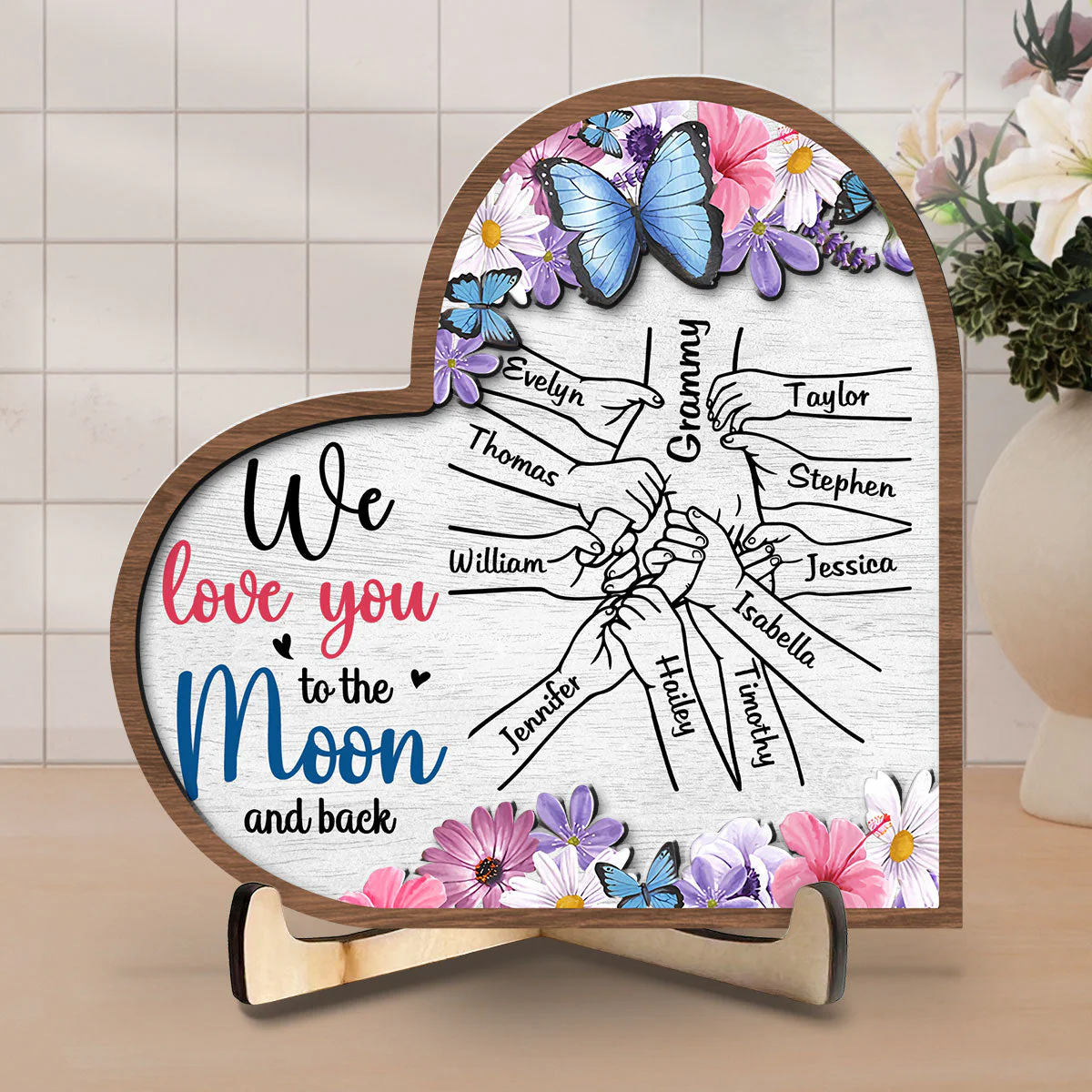 We Love You To The Moon And Back - Personalized Wooden Plaque - Image 6