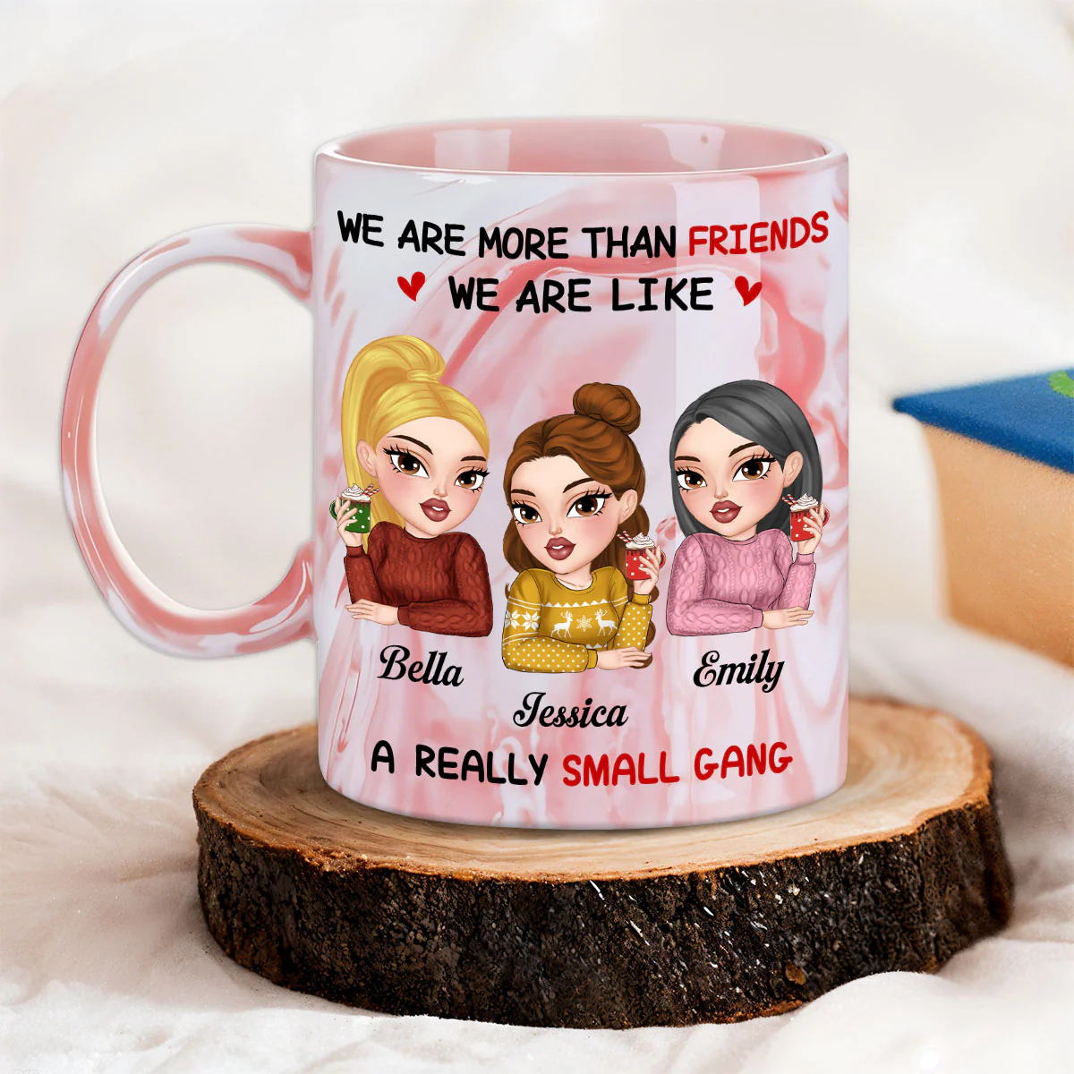 We Make Trouble Look Good - Personalized Custom Pink Marble Mug - Image 3