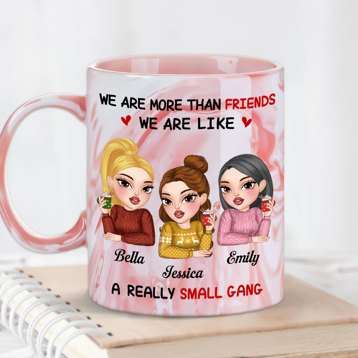 We Make Trouble Look Good - Personalized Custom Pink Marble Mug - Image 4