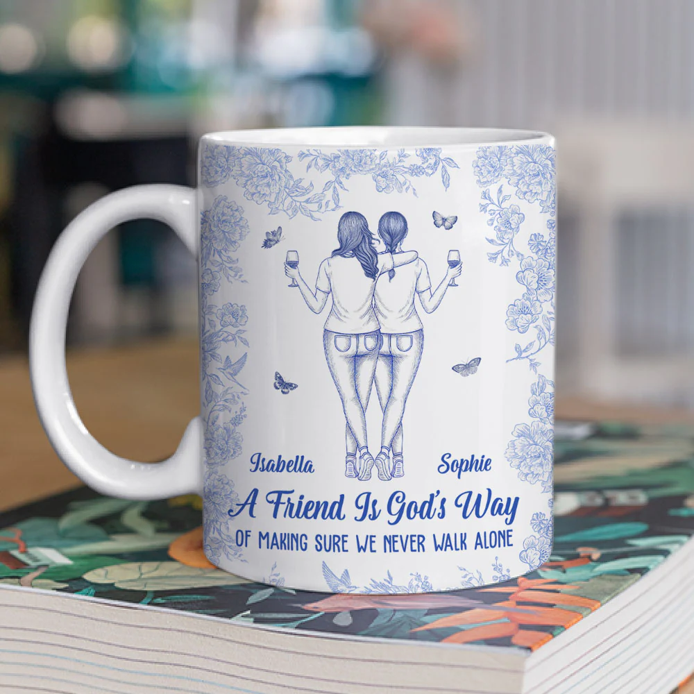 We Never Walk Alone Bestie - Personalized Custom Coffee Mug - Image 2