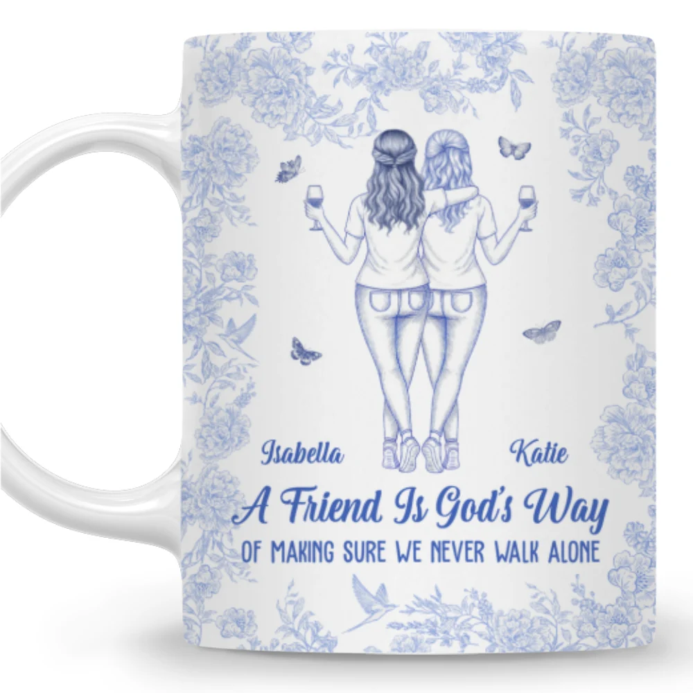 We Never Walk Alone Bestie - Personalized Custom Coffee Mug - Image 5