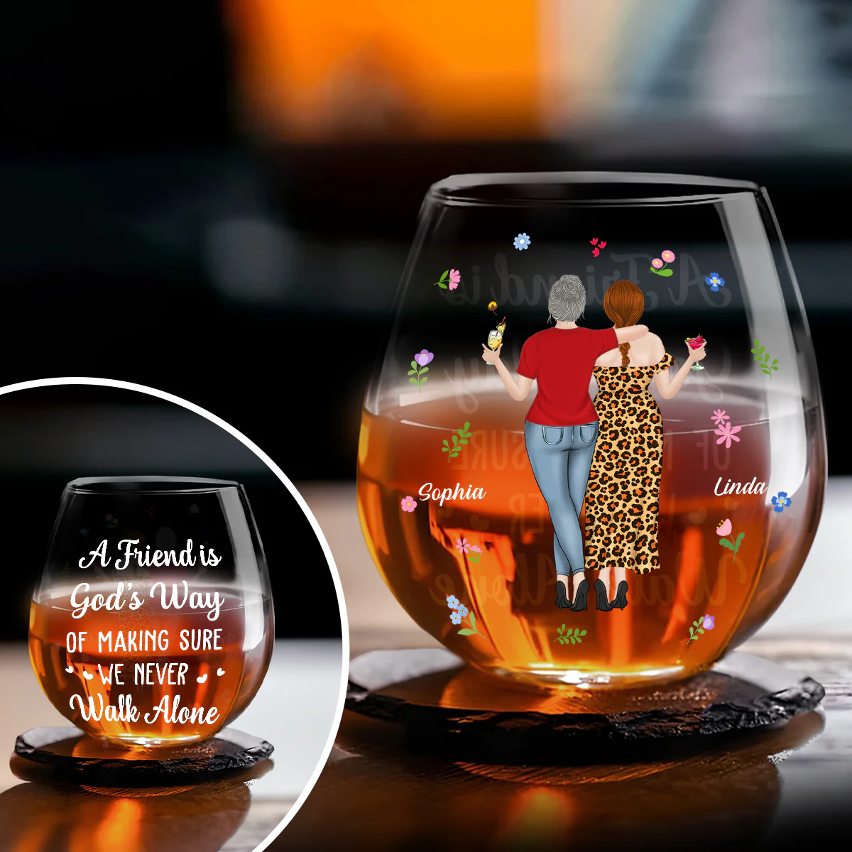 We Never Walk Alone - Personalized Custom Wine Glass - Image 4