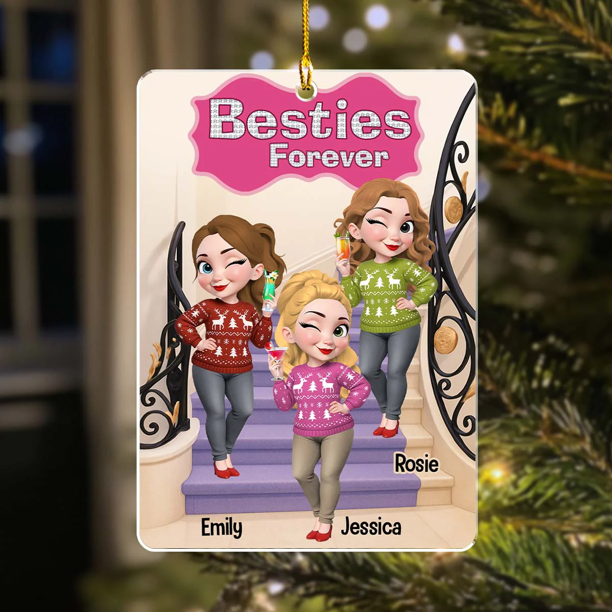 We Sleigh As A Team - Personalized Custom Acrylic Ornament - Image 2