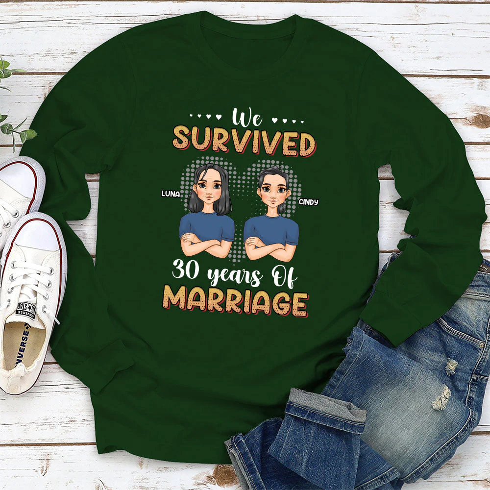 We Survived Years Of Marriage - Personalized Custom Long Sleeve T-shirt - Image 3