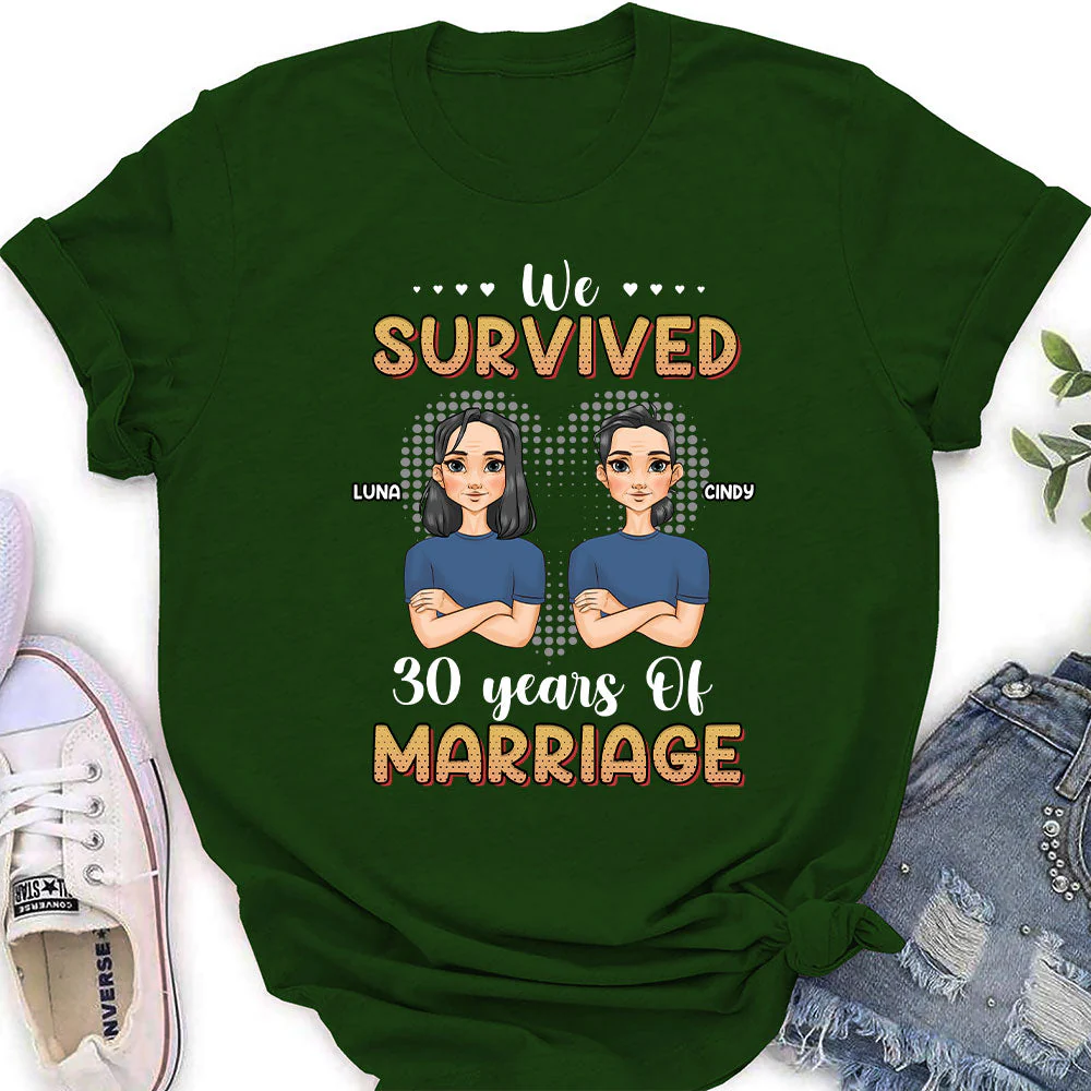We Survived Years Of Marriage - Personalized Custom Women's T-shirt - Image 5
