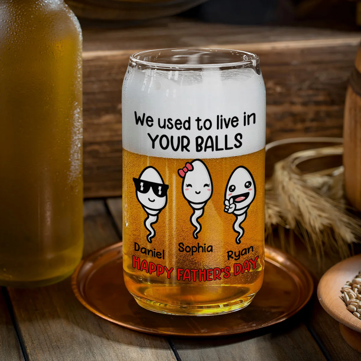 We Used To Live In Your Balls - Personalized Custom Beer Can Glass - Image 2