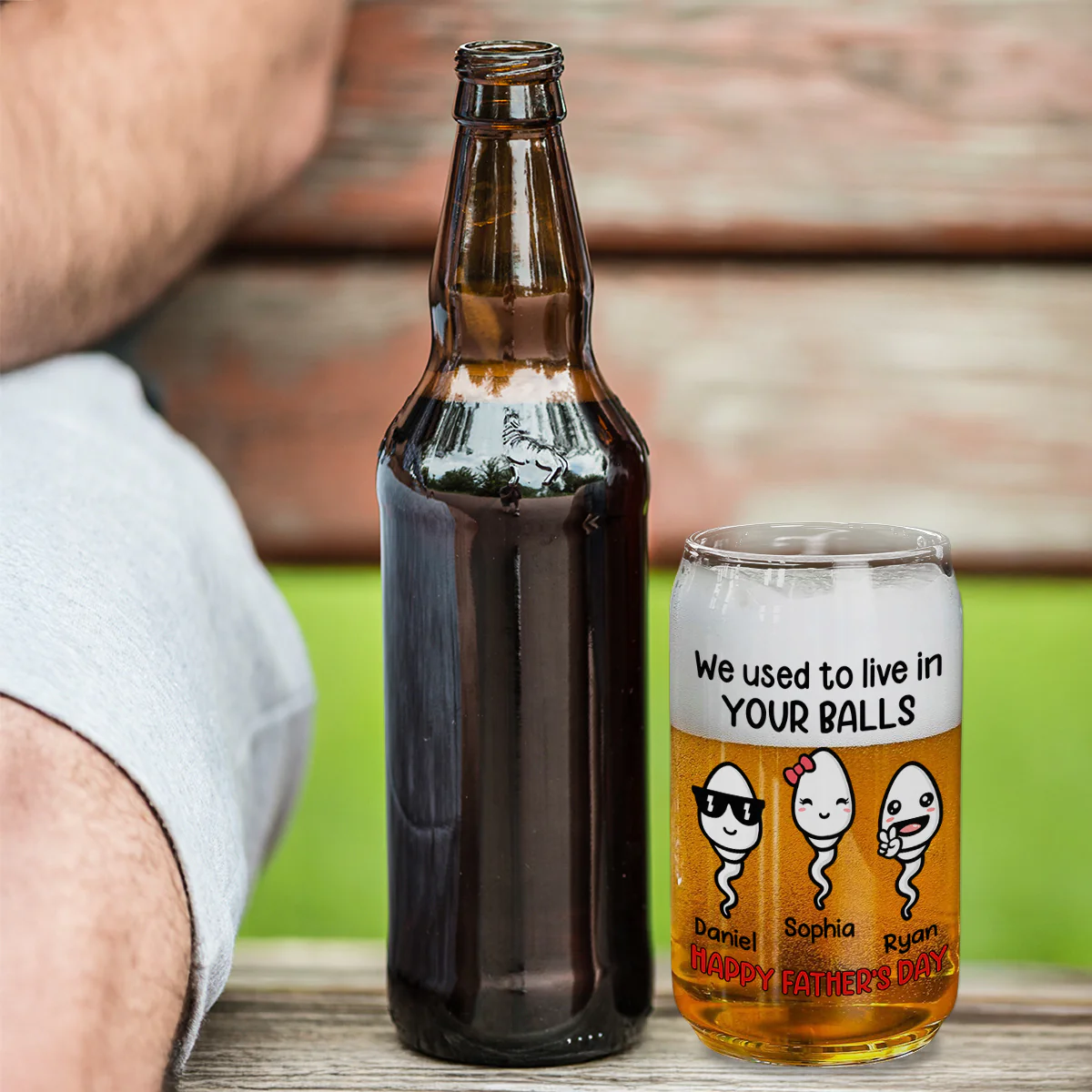 We Used To Live In Your Balls - Personalized Custom Beer Can Glass - Image 3
