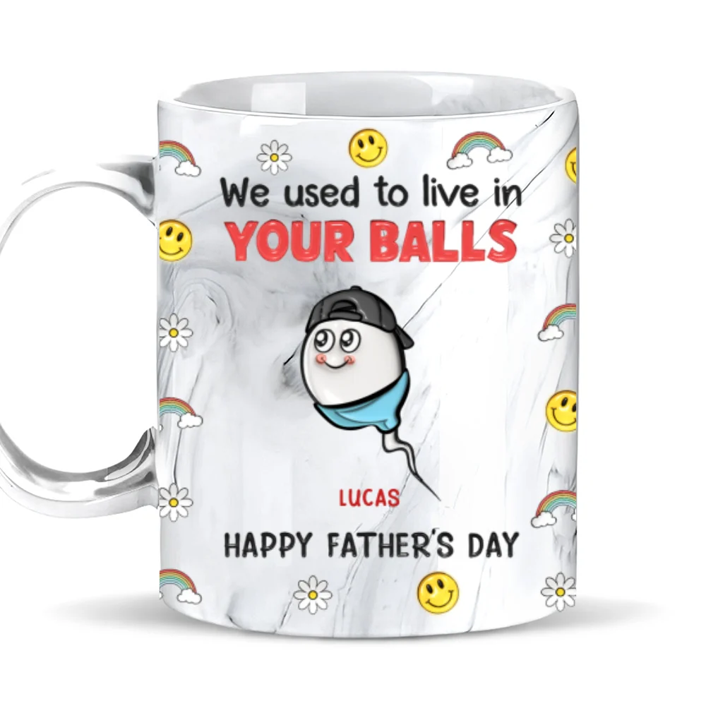 We Used To Live In Your Balls - Personalized Custom Grey Marble Mug - Image 5