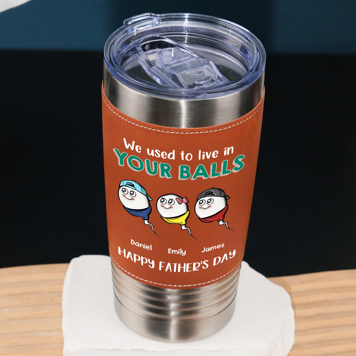 We Used To Live - Personalized Custom Leather Tumbler - Image 2