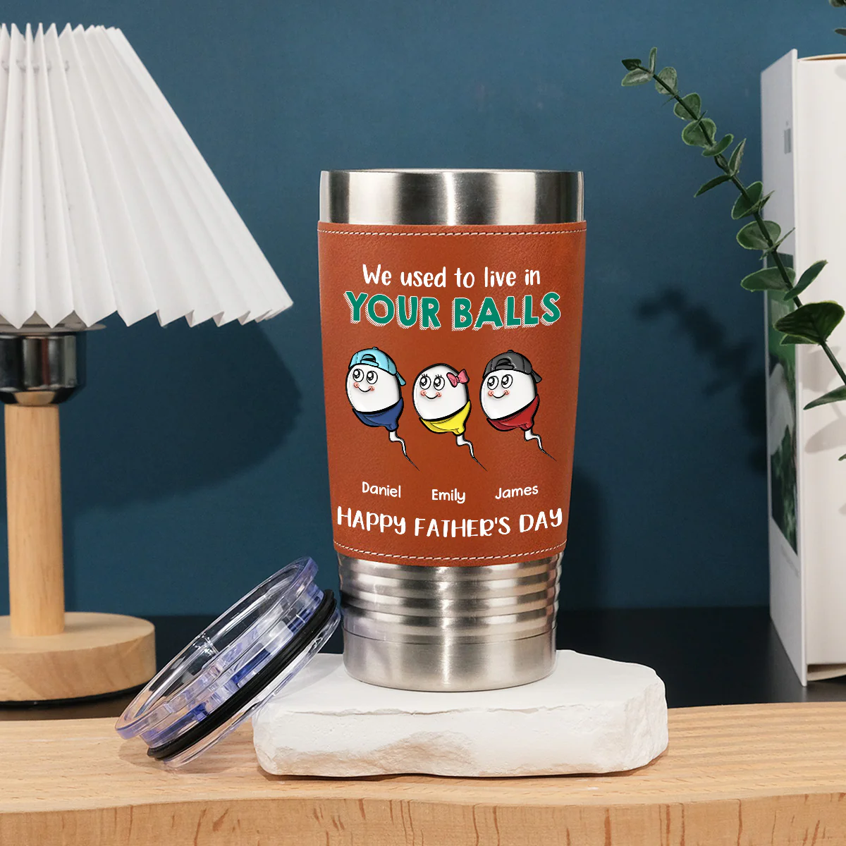 We Used To Live - Personalized Custom Leather Tumbler - Image 3
