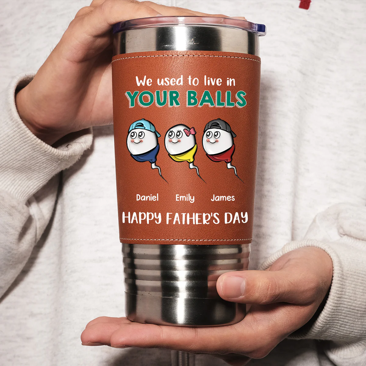 We Used To Live - Personalized Custom Leather Tumbler - Image 4
