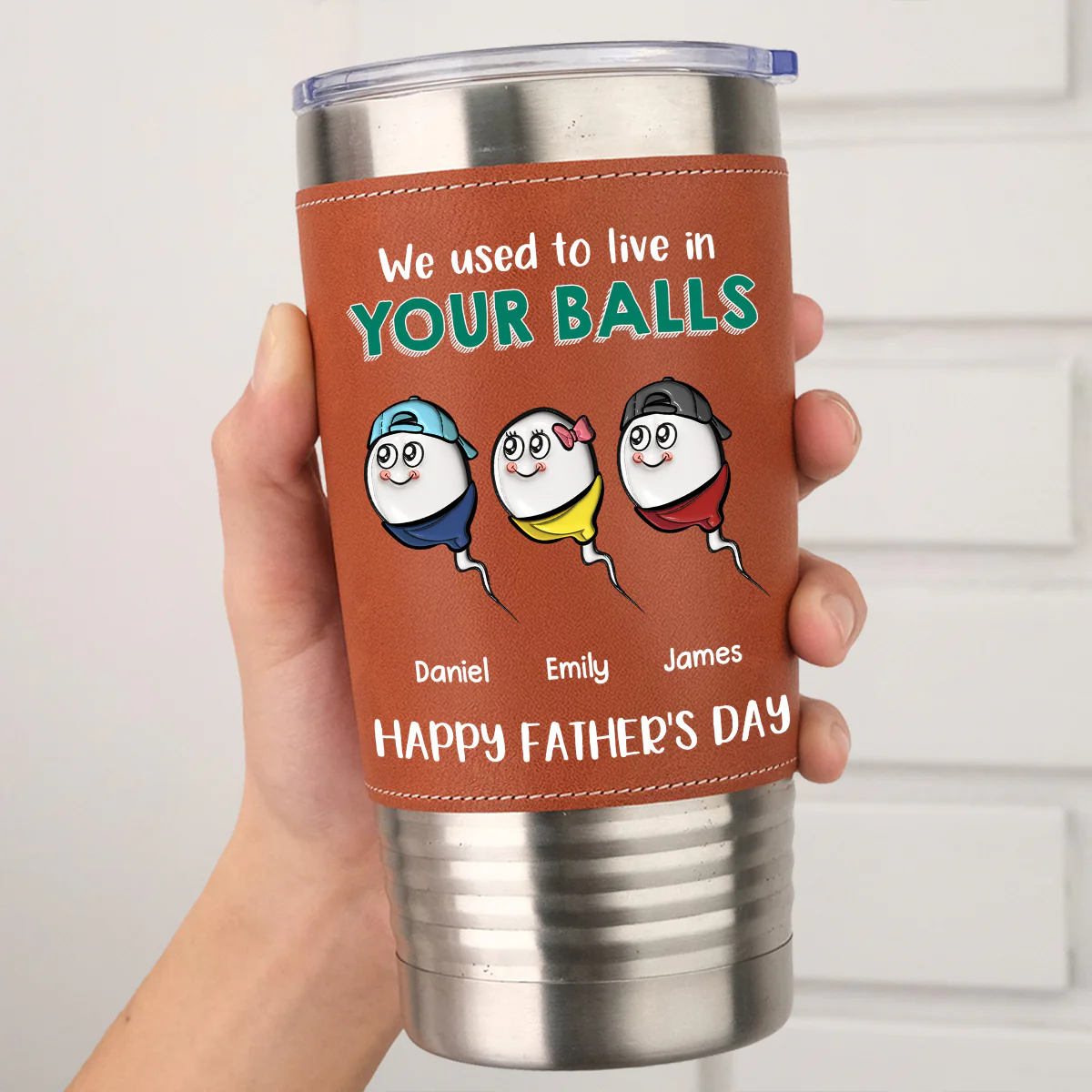 We Used To Live - Personalized Custom Leather Tumbler - Image 5