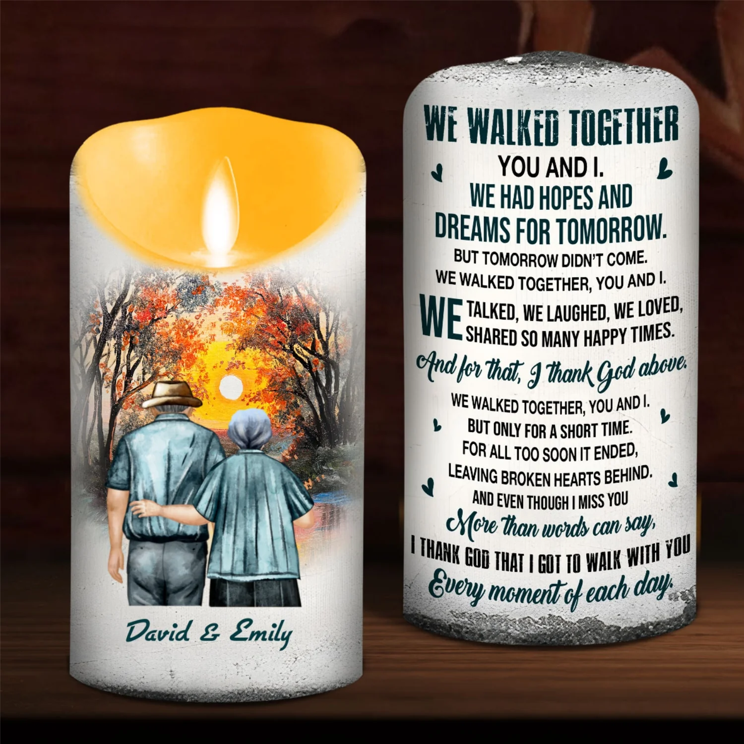 We Walked Together You And I - Personalized Custom LED Candle - Image 6