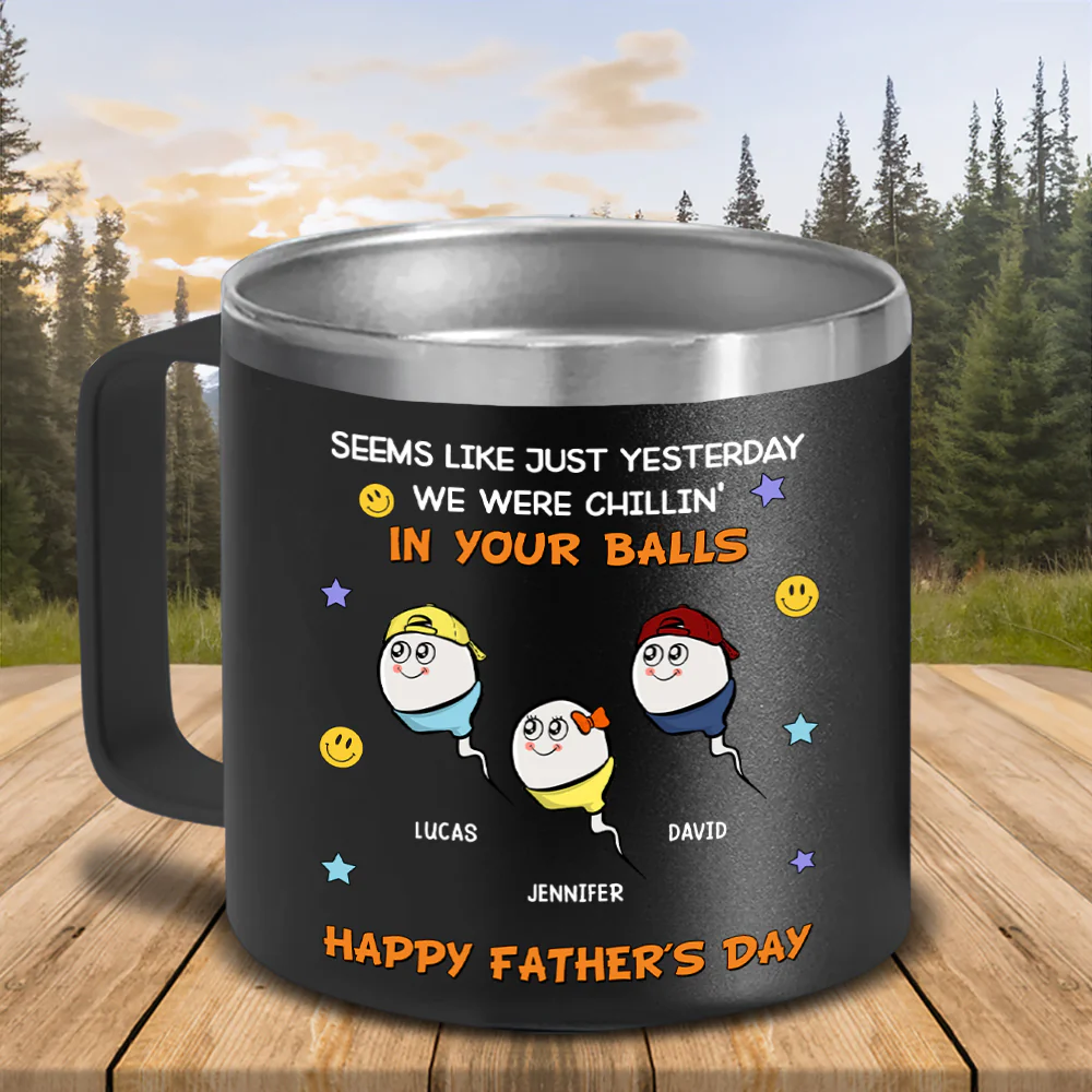 We Were Chilling - Personalized Custom 14oz Stainless Steel Tumbler With Handle - Image 5