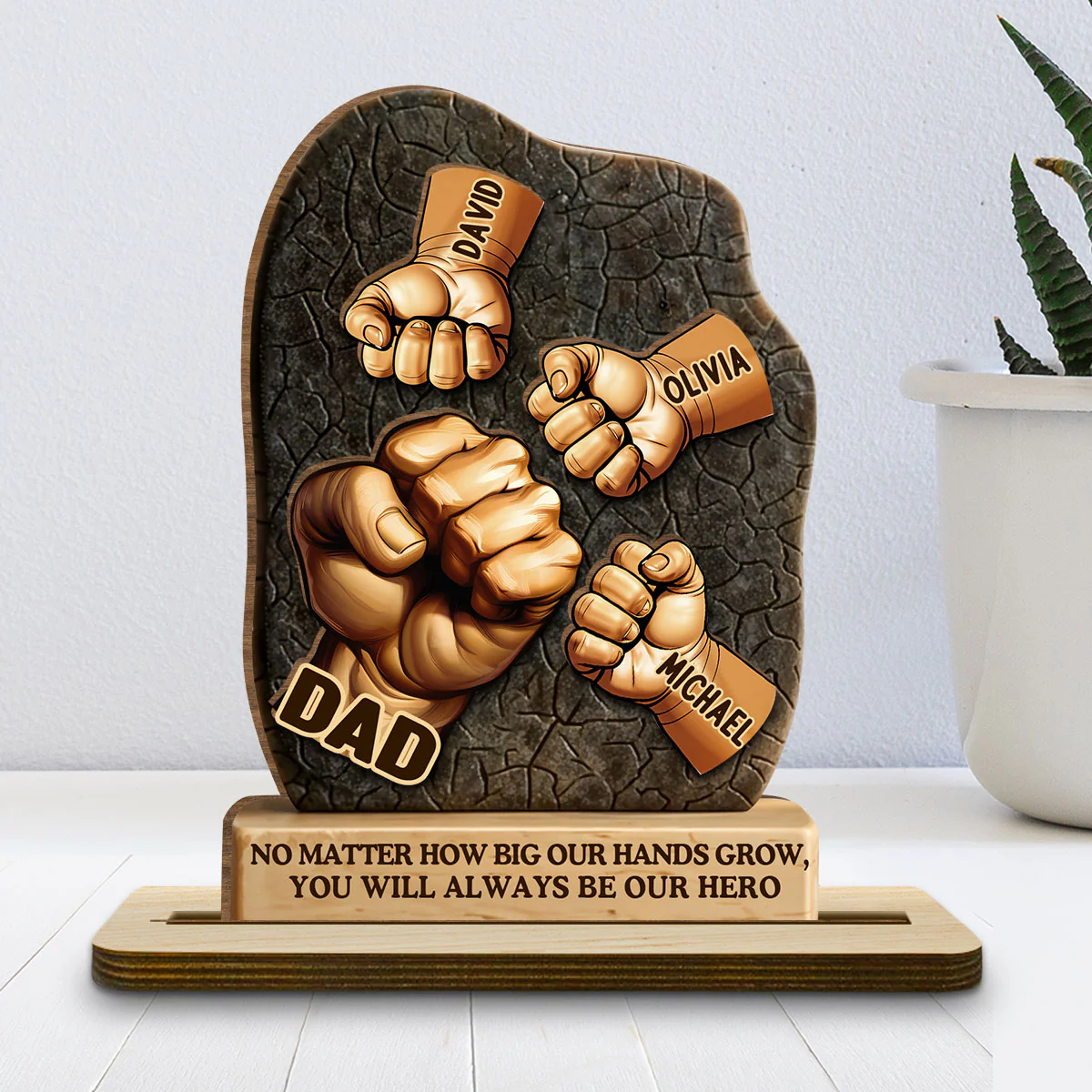 We Will Always Reach For You - Personalized Custom 2-Layer Wood Plaque With Flat Base - Image 2