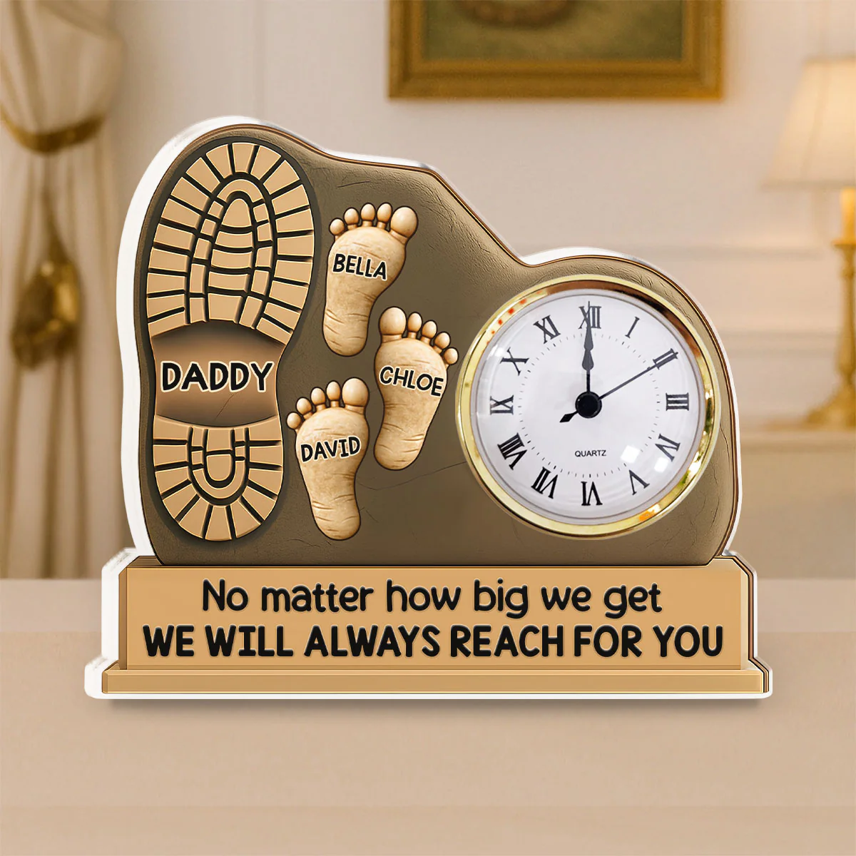 We Will Always Reach For You - Personalized Custom Acrylic Desk Clock Plaque - Image 2