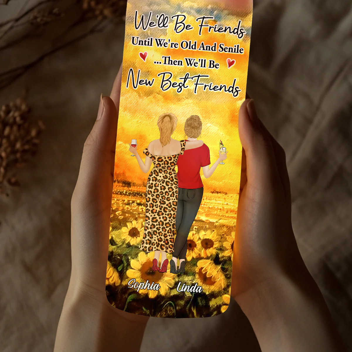 We Will Be Friends Until We're Old And Senile - Personalized Custom Bottle Lamp - Image 3