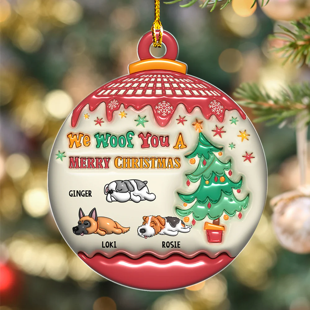 We Woof You Merry Christmas - Personalized Custom 3D Inflated Effect Acrylic Ornament - Image 3