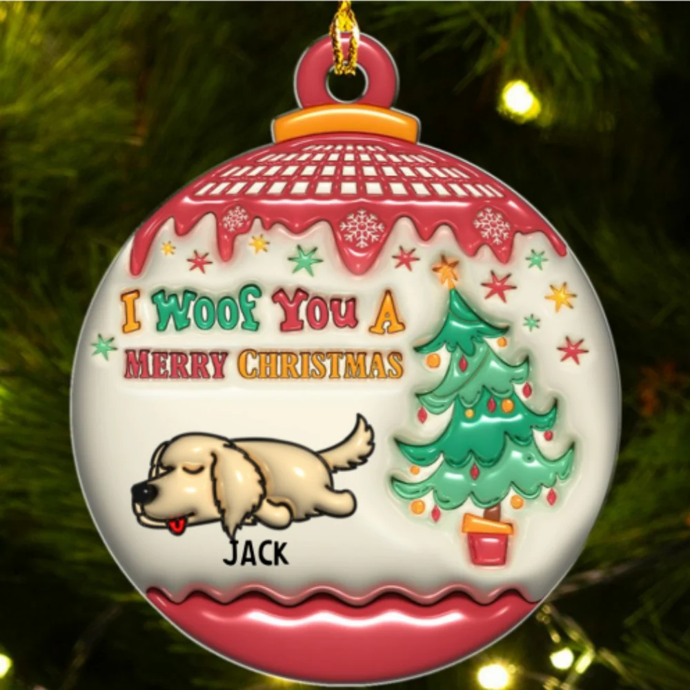 We Woof You Merry Christmas - Personalized Custom 3D Inflated Effect Acrylic Ornament - Image 5
