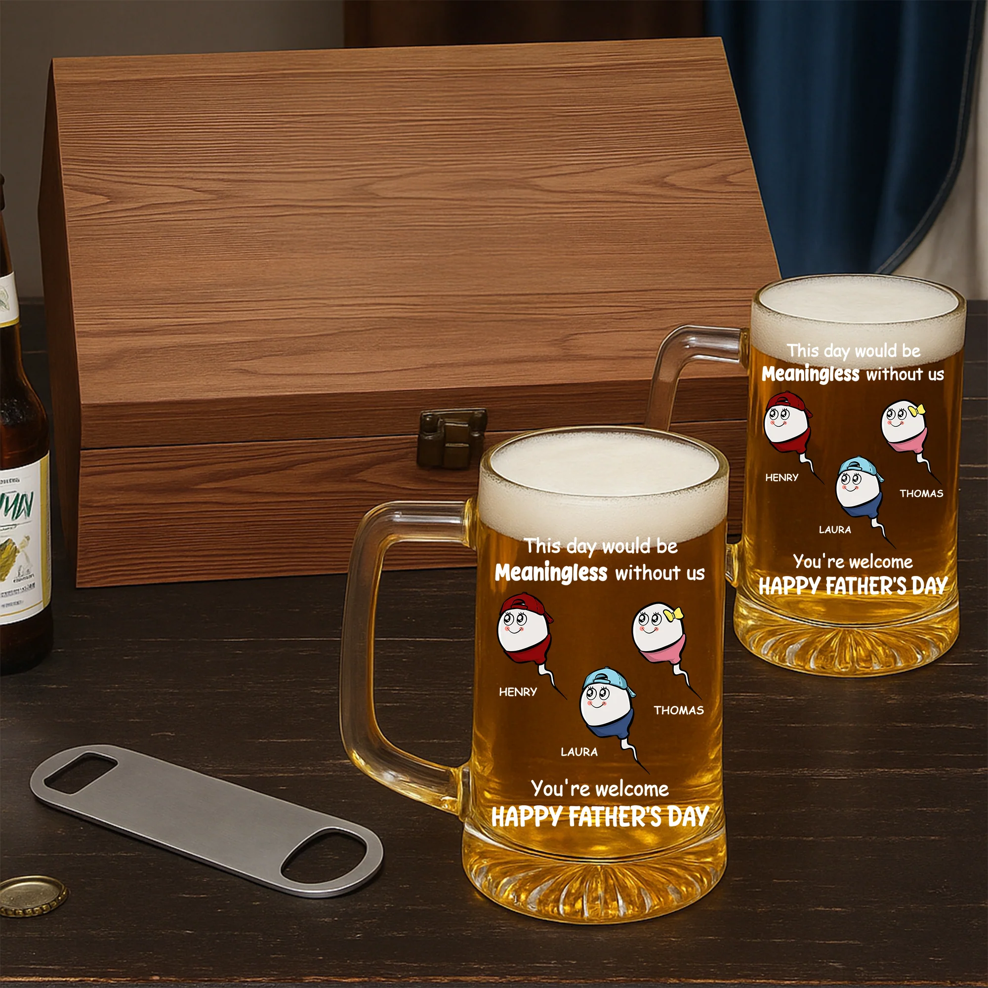 We Would Not Be Here Without You - Personalized Custom Beer Glass With Handle - Image 2