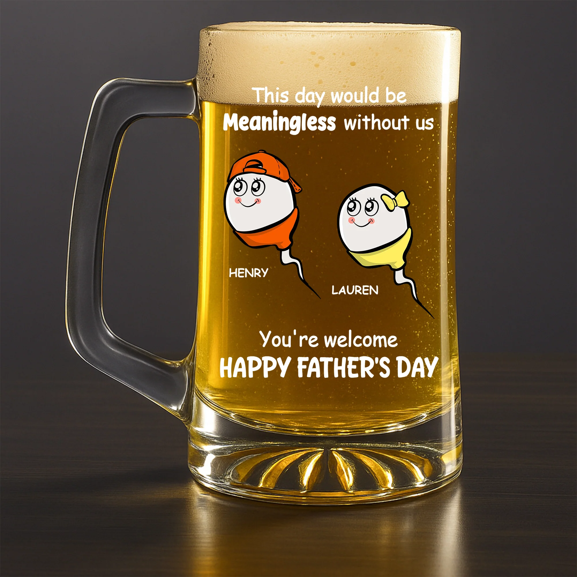 We Would Not Be Here Without You - Personalized Custom Beer Glass With Handle - Image 3