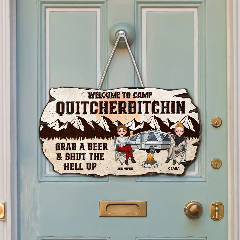 Welcome To Camp Quitcherbitchin - Personalized Custom Wood Sign - Image 5