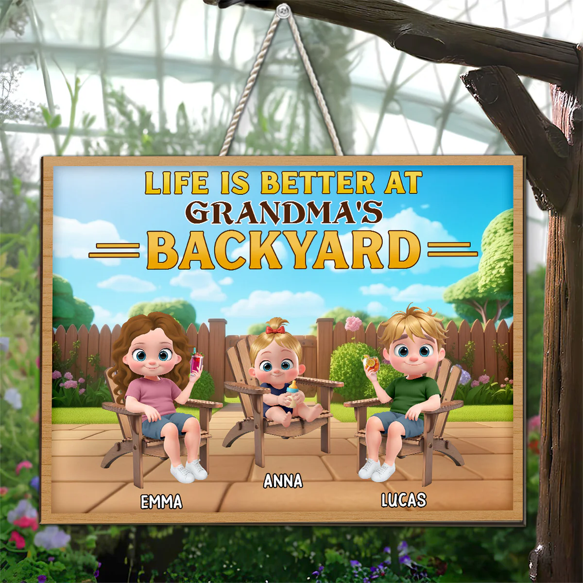 Welcome To Grandma Backyard - Personalized Custom Wood Sign - Image 2