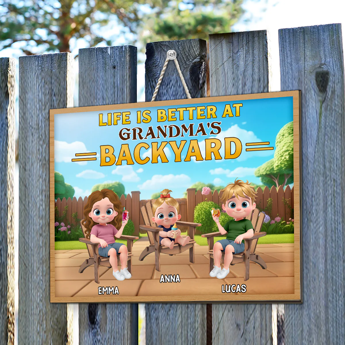 Welcome To Grandma Backyard - Personalized Custom Wood Sign - Image 4