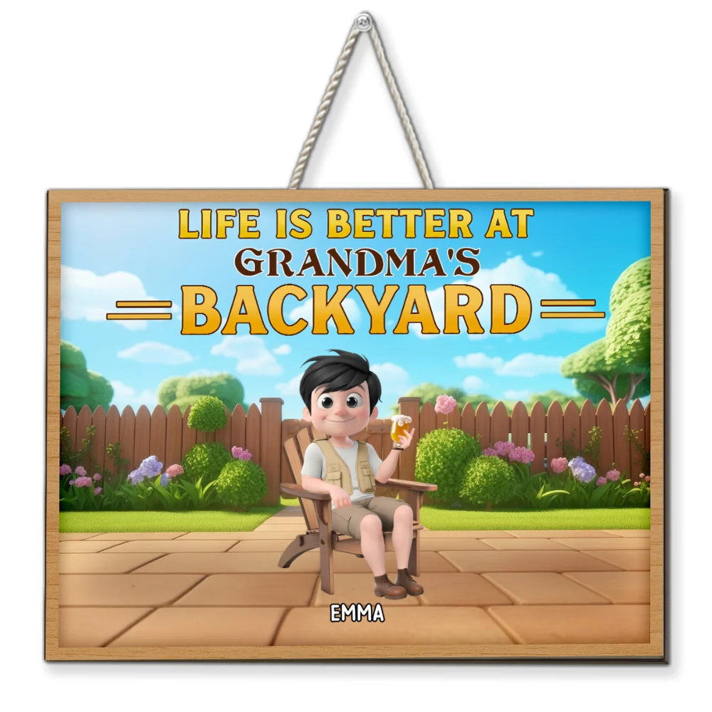 Welcome To Grandma Backyard - Personalized Custom Wood Sign - Image 6