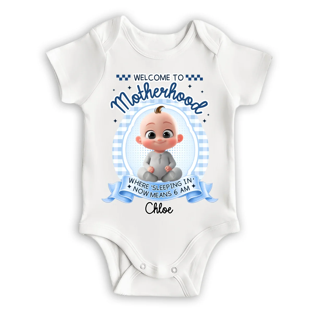 Welcome To Motherhood - Personalized Custom Baby Onesie - Image 6