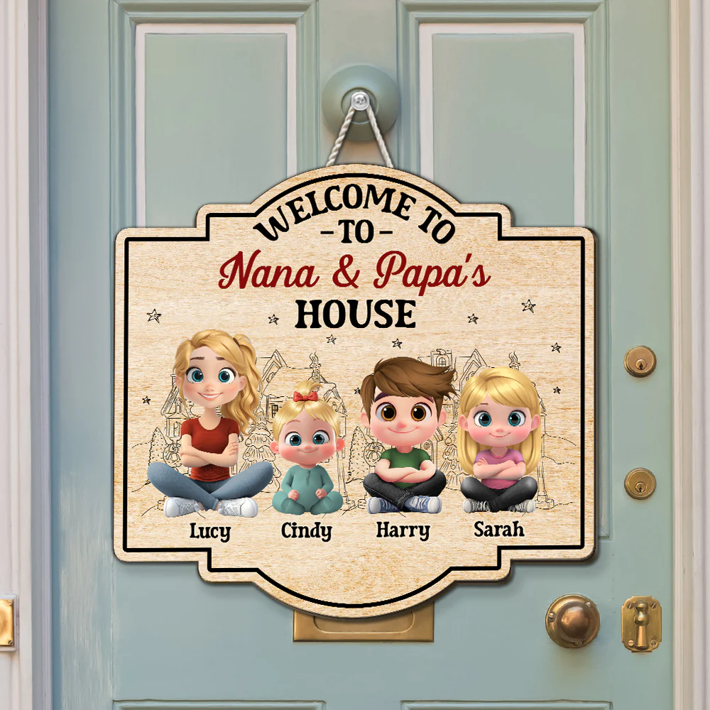 Welcome To Nana & Papa House Grandkids - Personalized Custom Wood Sign - Image 2