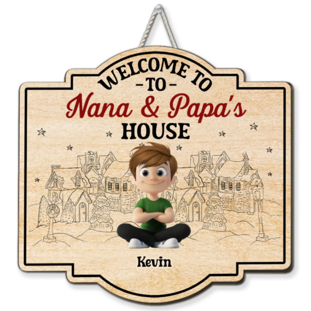 Welcome To Nana & Papa House Grandkids - Personalized Custom Wood Sign - Image 6