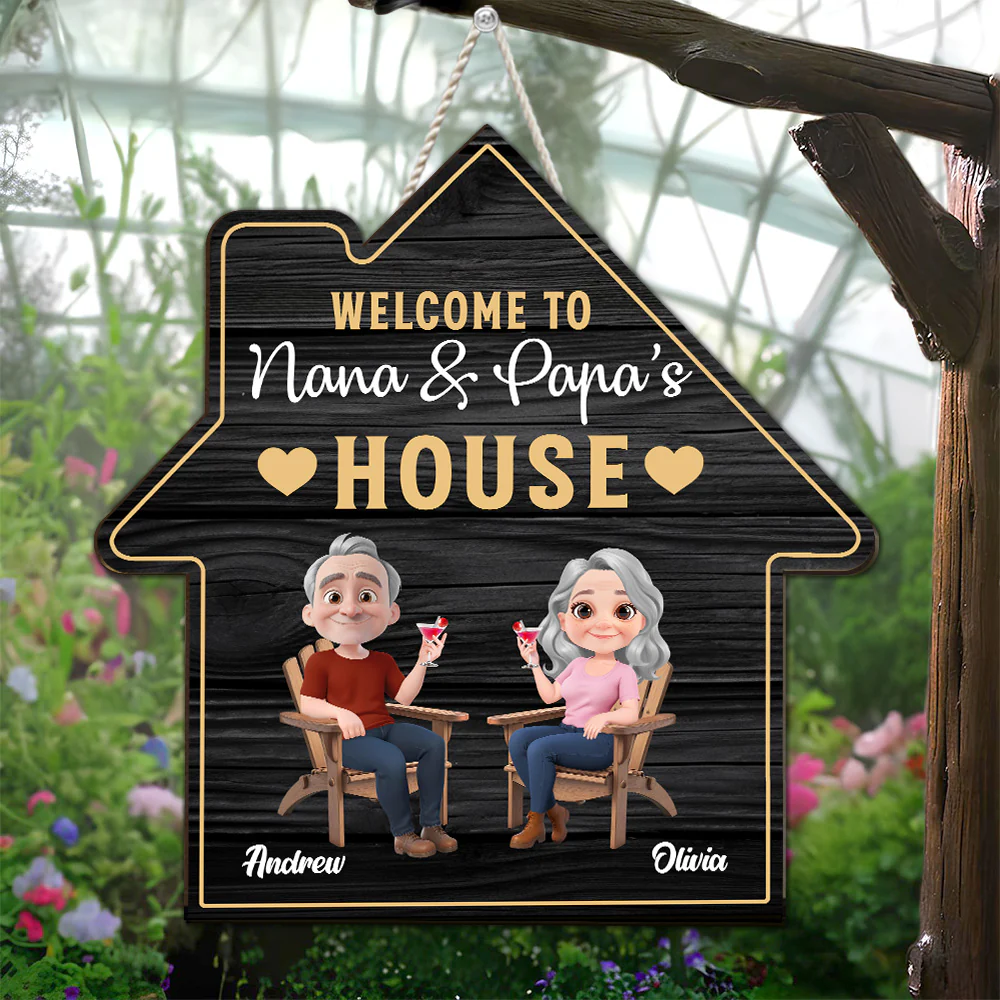 Welcome To Nana & Papa House - Personalized Custom Wood Sign - Image 2