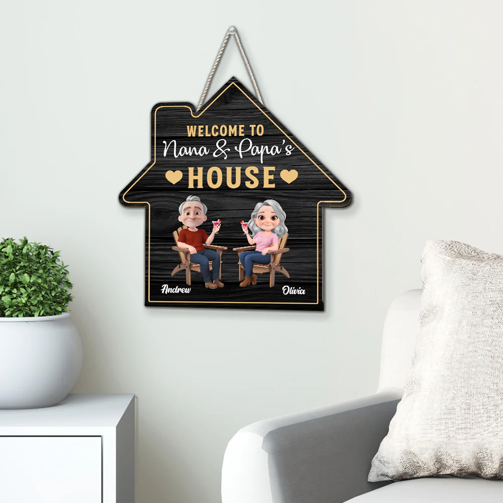 Welcome To Nana & Papa House - Personalized Custom Wood Sign - Image 4