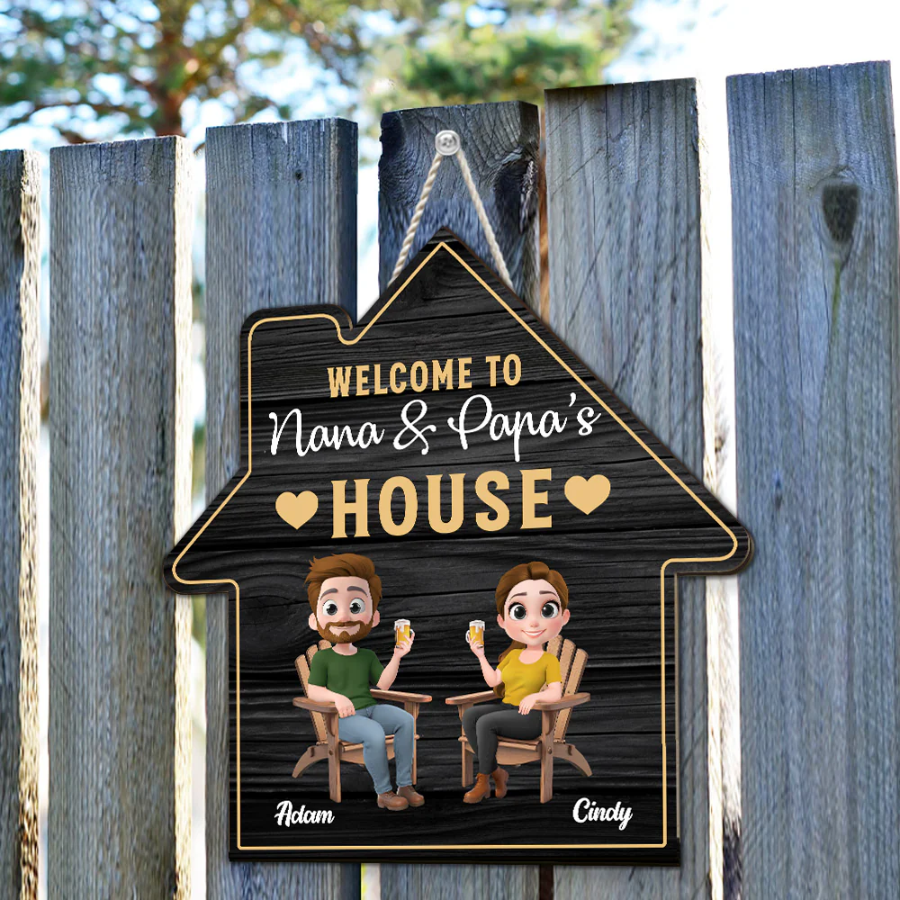 Welcome To Nana & Papa House - Personalized Custom Wood Sign - Image 5