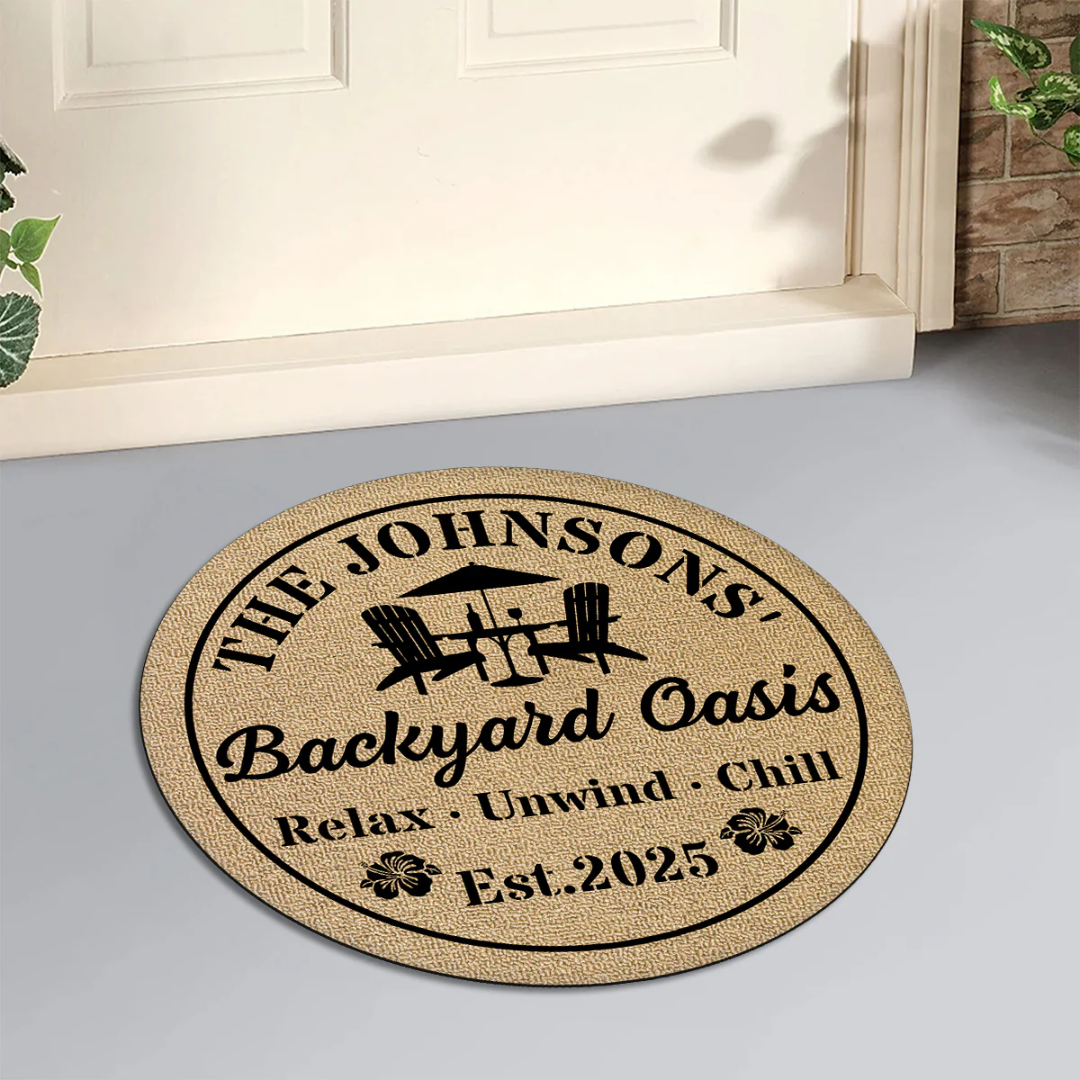 Welcome To Our Backyard Oasis - Personalized Custom Doormat - Image 2