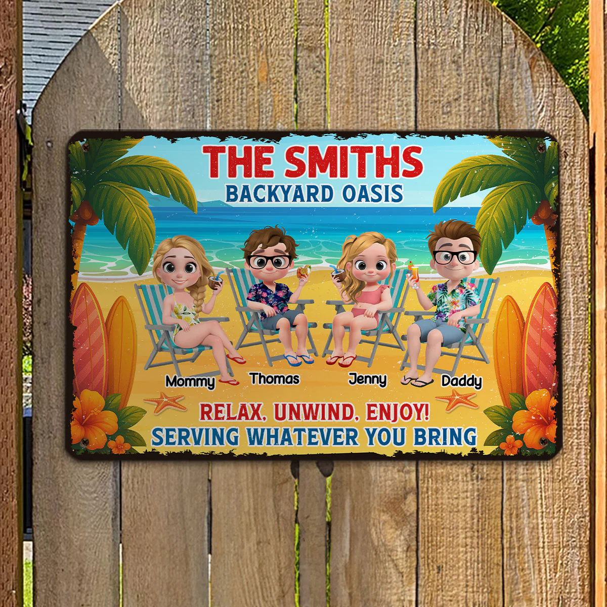 Welcome To Our Family Backyard Oasis - Personalized Custom Metal Sign - Image 7