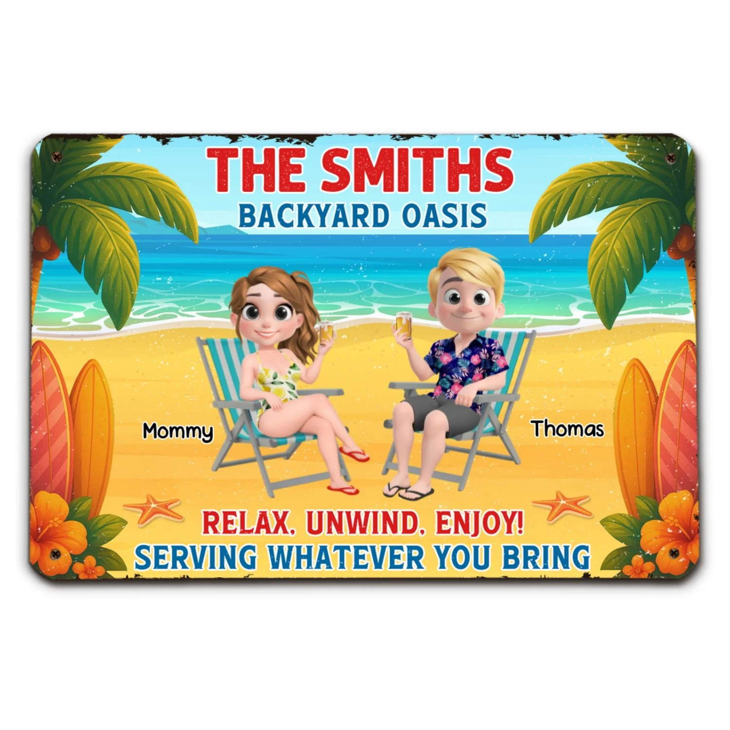 Welcome To Our Family Backyard Oasis - Personalized Custom Metal Sign - Image 9