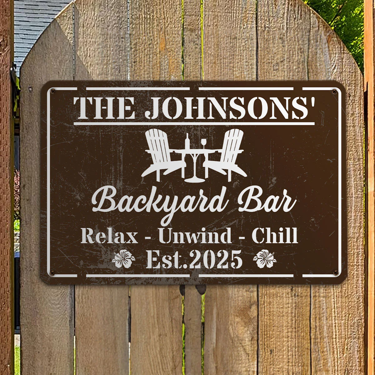 Welcome To Our Backyard Oasis - Personalized Custom Metal Sign - Image 6