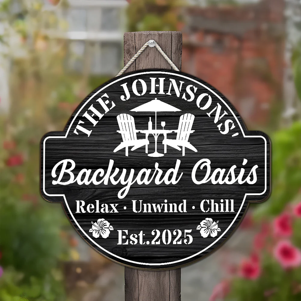Welcome To Our Backyard Oasis - Personalized Custom Wood Sign - Image 5