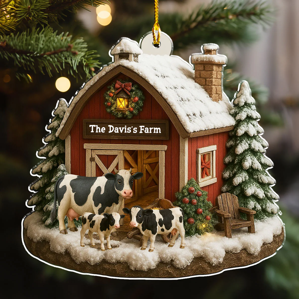 Welcome To Our Cozy Farm - Personalized Custom Acrylic Ornament - Image 2