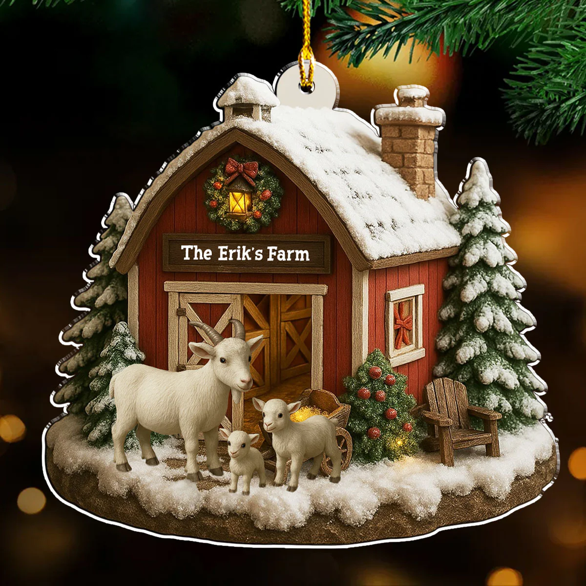 Welcome To Our Cozy Farm - Personalized Custom Acrylic Ornament - Image 4