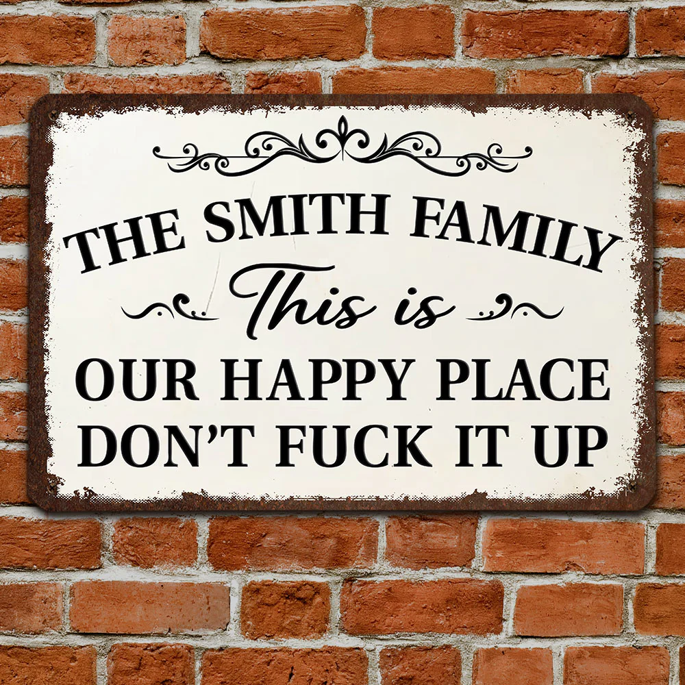 Welcome To Our Happy Place - Personalized Custom Metal Sign - Image 2