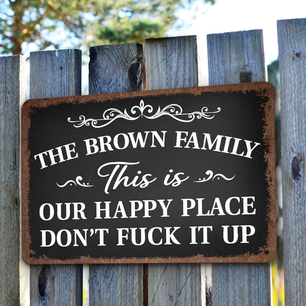Welcome To Our Happy Place - Personalized Custom Metal Sign - Image 3