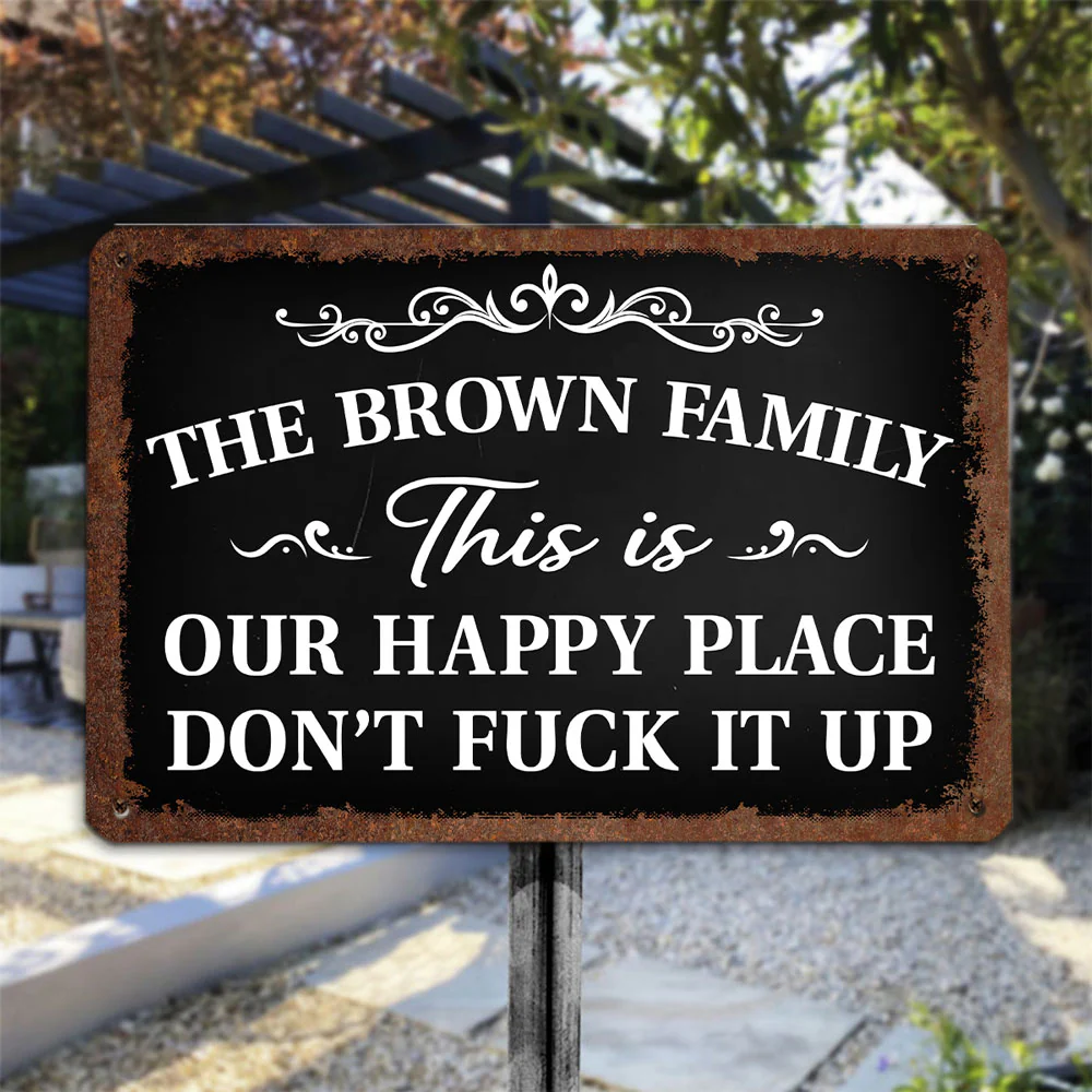 Welcome To Our Happy Place - Personalized Custom Metal Sign - Image 4