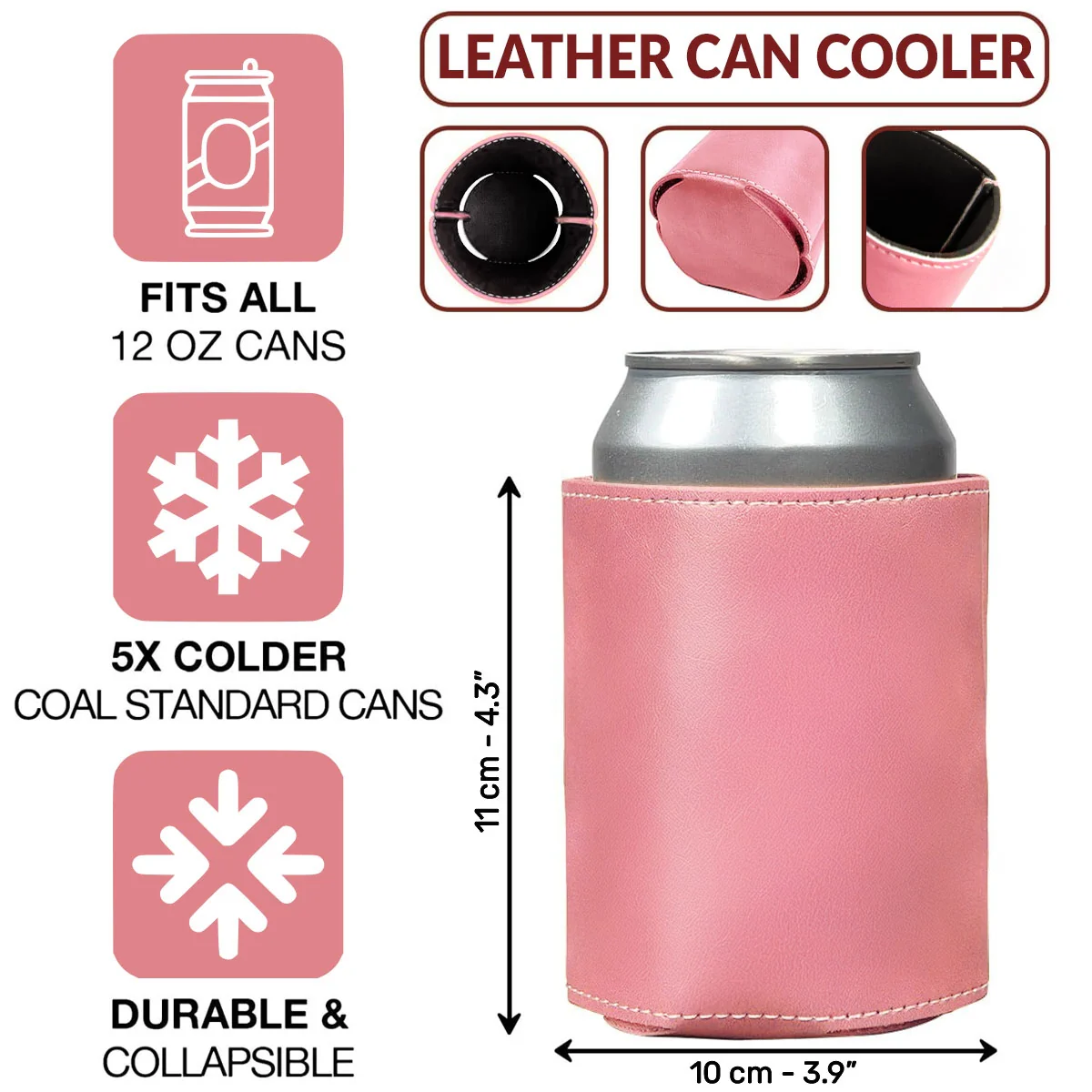 Welcome To Our Tiki Bar - Personalized Custom Pink Leather Can Cooler Holder - Image 6